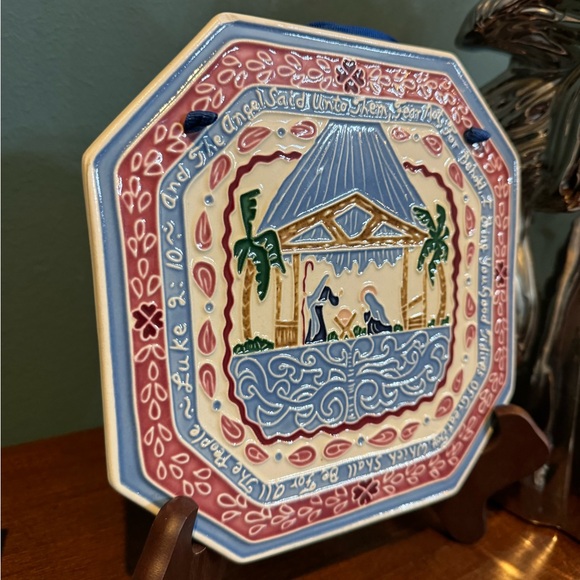 Vintage J Duban Designs Hanging Ceramic Nativity Tile Handcrafted Luke 2:10 - Picture 2 of 7